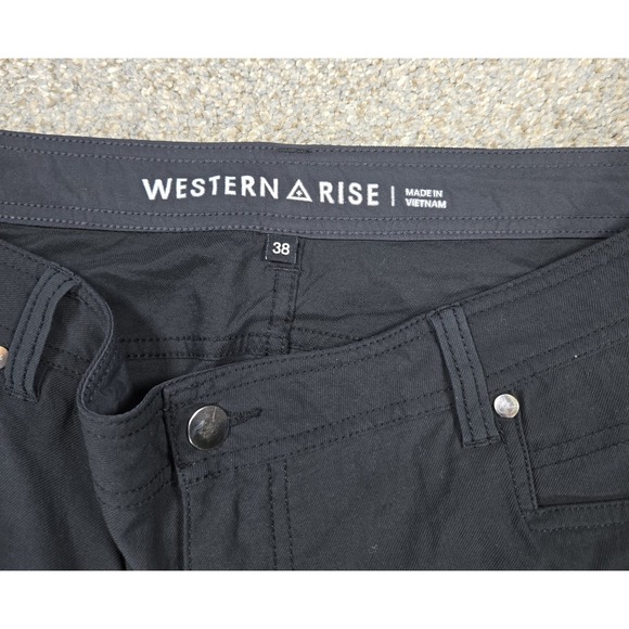 Western Rise Five Pocket Pants Men's 38X32 Black Flat Front Lightweight Stretch - Picture 3 of 8